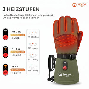 Beheizbare Skihandschuhe mit 3-stufiger Temperaturregelung