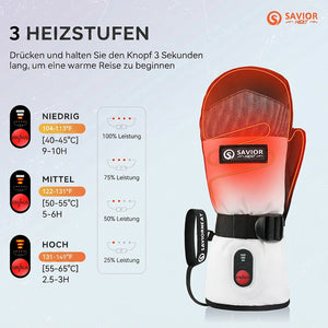 Beheizte Fäustlinge mit drei Ebenen der Heizfunktion