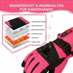 Darstellung des Innenaufbaus von beheizbaren Kinderhandschuhen