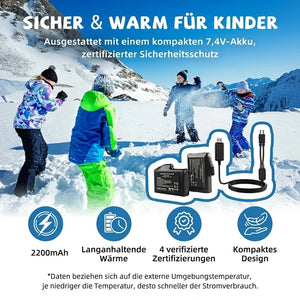 Beheizbare Fäustlinge für Kinder mit zertifizierten Lithium-Ionen-Akkus