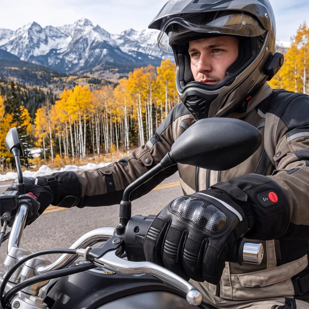 Retter Herren Leder Motorrad-Heizhandschuhe