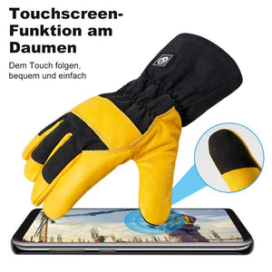 Mit den beheizbaren Arbeitshandschuhen lassen sich Tablets bedienen