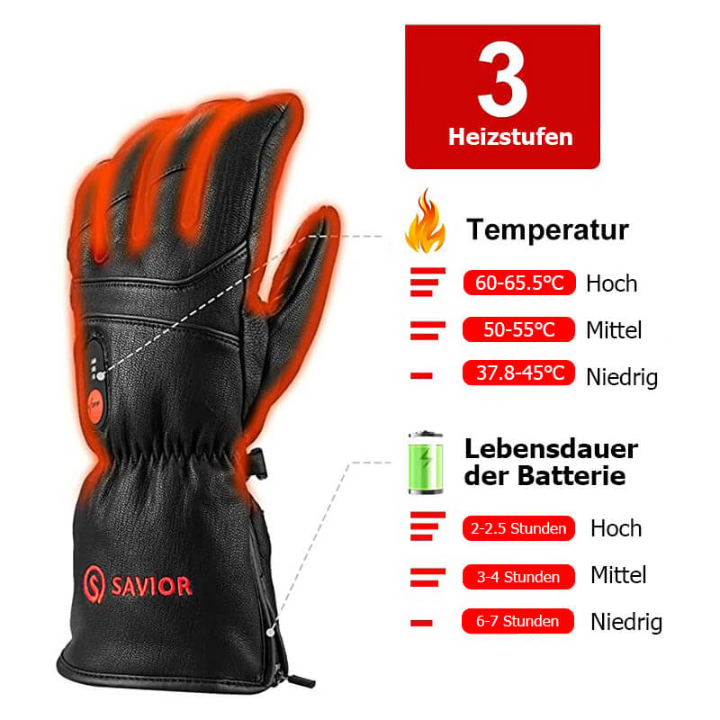 Vollziegenleder Savior Beheizte Handschuhe | Elektrische Motorradhands