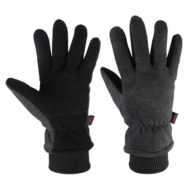 OZERO Winterhandschuhe aus grauem wasserdichtem Leder