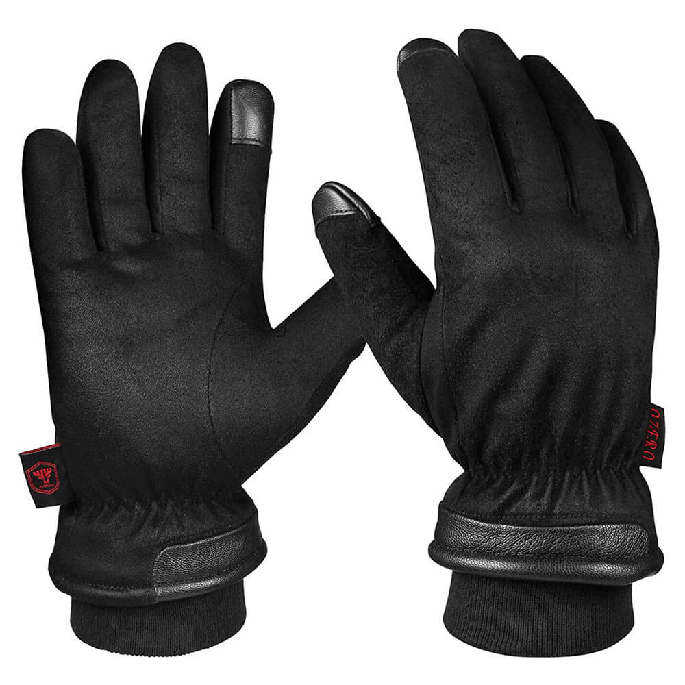 OZERO wasserdichte Winterhandschuhe aus Wildleder in Schwarz für Herren und Damen