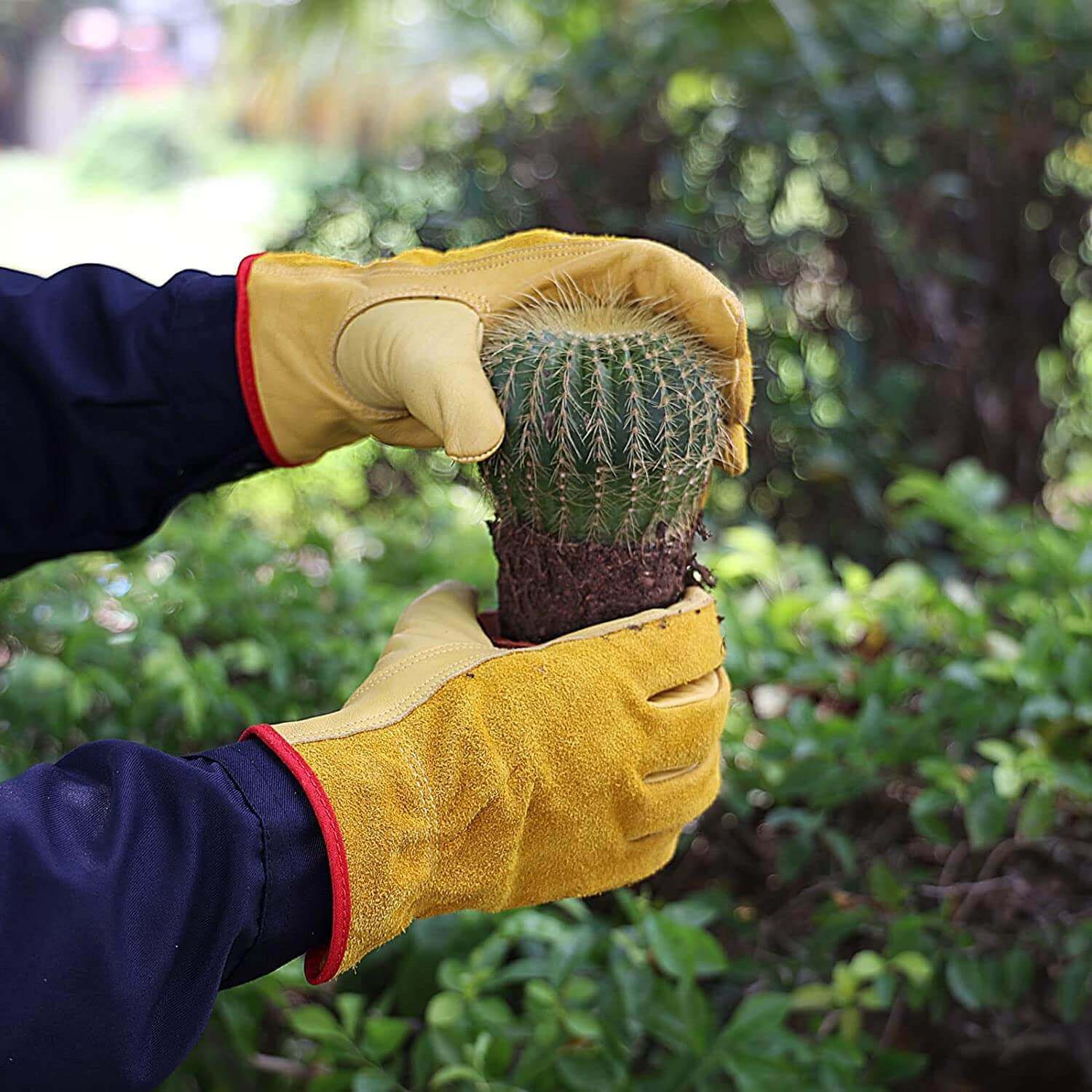 arbeiter handschuhe OZERO Arbeitshandschuhe aus echtem Rindsleder | Robuste Gartenhandschu