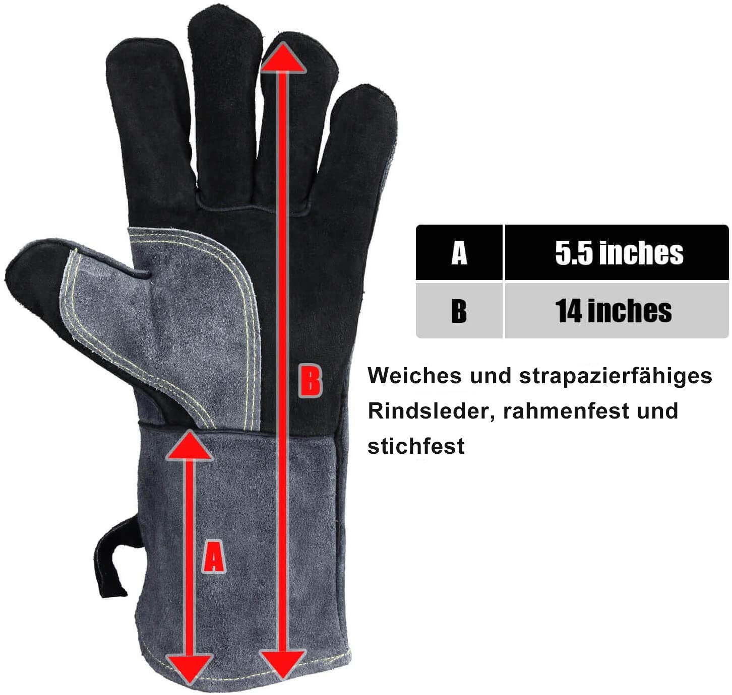 hitze handschuhe Ozero Leder Hitzeschutzhandschuhe (500°C) – Profi Grill- & Schweißhand