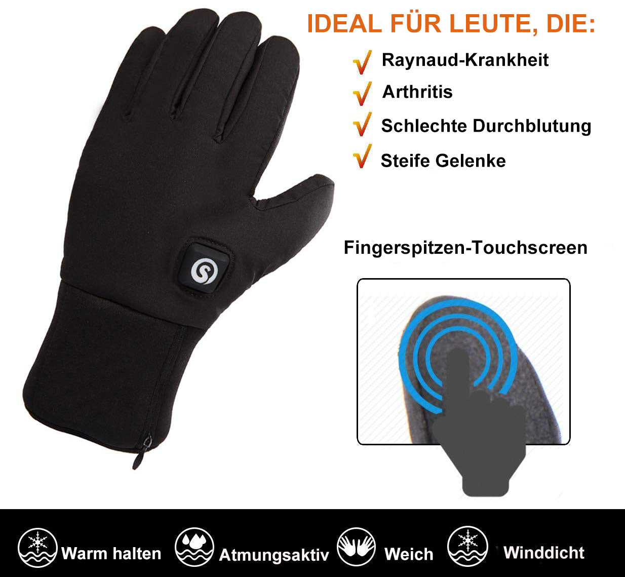 batterie beheizte handschuhe Wiederaufladbare Batterie Beheizte Handschuhe | Unisex Moderate Dicke