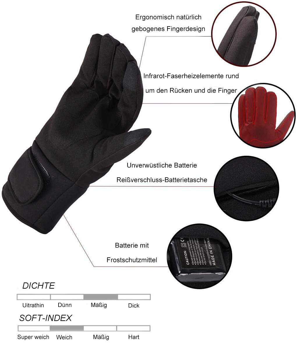 Wiederaufladbare Batterie Beheizte Handschuhe | Unisex Moderate Dicke